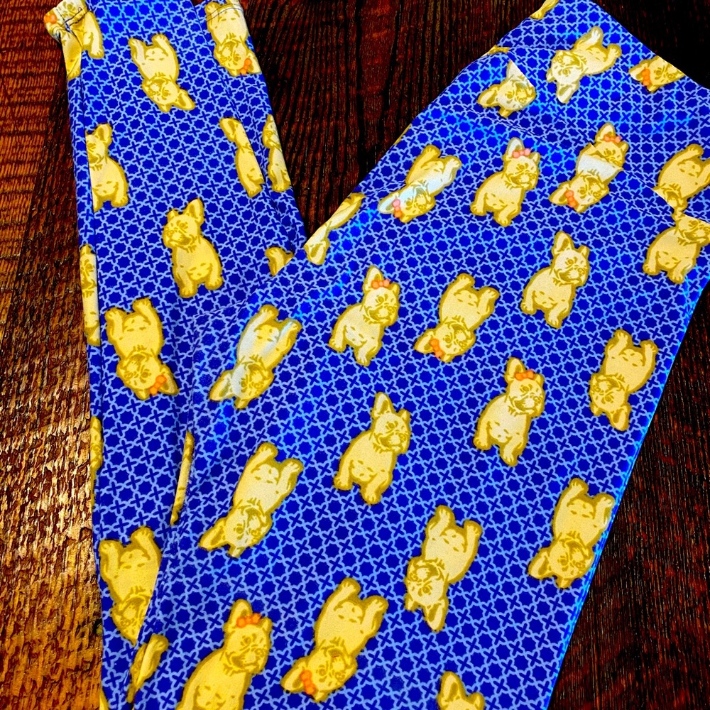 LulaRoe Frenchie girl leggings size TC
